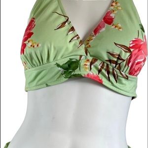 {OP}  Ocean Pacific 2 Piece Floral Light Green Bikini Set Size 12